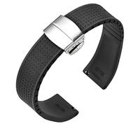 HUTBUVEAW CTS Fluororubber FKM Rubber Watch Strap 20/22mm Fast Release Folding 316L Buckle Waterproof Watch Bands Watchband(Black-Buckle,22mm)