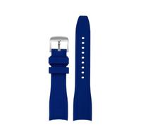 HUTBUVEAW Curved End Silicone Rubber Watch Strap Men For Rolex Water Ghost For Seiko For Citizen For Tissot 20mm 22mm Universal Wristband(Blue SK,24mm)