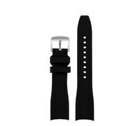 HUTBUVEAW Curved End Silicone Rubber Watch Strap Men For Rolex Water Ghost For Seiko For Citizen For Tissot 20mm 22mm Universal Wristband(Black sk,24mm)