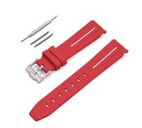 HUTBUVEAW Curved Interface Rubber Strap Suitable For Omega X For S-watch Joint MoonSwatch 20mm Men Women Waterproof Bracelet(Red White line)