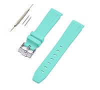 HUTBUVEAW Curved Interface Rubber Strap Suitable For Omega X For S-watch Joint MoonSwatch 20mm Men Women Waterproof Bracelet(Cyan)