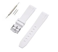 HUTBUVEAW Curved Interface Rubber Strap Suitable For Omega X For S-watch Joint MoonSwatch 20mm Men Women Waterproof Bracelet(White)
