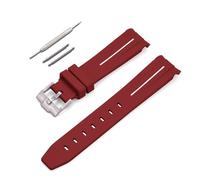 HUTBUVEAW Curved Interface Rubber Strap Suitable For Omega X For S-watch Joint MoonSwatch 20mm Men Women Waterproof Bracelet(Deep Red White line)