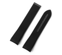 HUTBUVEAW Double Color Curved End Silicone Watchband 20mm Pink Beige Black Watch Strap For Omega X For Swatch Joint MoonSwatch For Seamaster(Black)