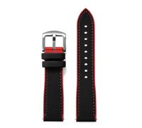 HUTBUVEAW FKM Nylon Sailcloth Watch Strap 18mm 20mm 22mm 24mm Quick Release For Omega X For Swatch MoonSwatch For Seiko Men Women(Black Red,24mm)