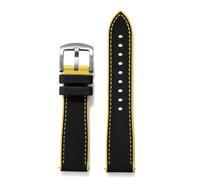 HUTBUVEAW FKM Nylon Sailcloth Watch Strap 18mm 20mm 22mm 24mm Quick Release For Omega X For Swatch MoonSwatch For Seiko Men Women(Black Yellow,22mm)