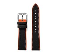 HUTBUVEAW FKM Nylon Sailcloth Watch Strap 18mm 20mm 22mm 24mm Quick Release For Omega X For Swatch MoonSwatch For Seiko Men Women(Black Orange,22mm)