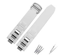 HUTBUVEAW For C-artier 21st Century Convex Silicone Watch Band Black White Waterproof Watch Chain Accessories Are Suitable 20 * 10mm Belt(White silver)