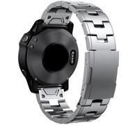 HUTBUVEAW For Garmin 22mm 26mm Quick Fit Titanium Metal Watch Band Bracelet For Fenix 7X 7 6X Pro 5X Plus/Instinct/Epix Strap Wristband(Silvery,22mm)