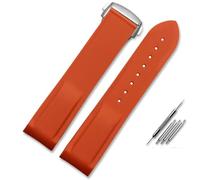 HUTBUVEAW For Omega Seamaster 300 Speedmaster Strap Brand Watchband Blue Black Orange 20mm 22mm Curved End Rubber Silicone Watch Bands(Orange silver,22mm)
