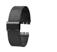HUTBUVEAW For Swatch Stainless Steel Milan Mesh Strap Classic Tooth Interface Metal Bracelet Breathable Waterproof Watchband 17mm19mm 20mm(Black,19mm)