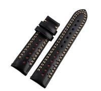 HUTBUVEAW Handmade Watchbands 22mm Brown BlackWatch Strap Replacement Soft Thick Line Breathable Porous Strap Wristbelt(Black-red)