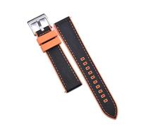 HUTBUVEAW Hybrid FPM/FKM Leather Watch Band Waterproof Diving Quick Release Fluoro Rubber Watch Strap 20mm 22mm Wristbands(Orange-Black 1,20mm)