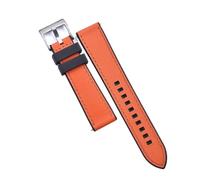 HUTBUVEAW Hybrid FPM/FKM Leather Watch Band Waterproof Diving Quick Release Fluoro Rubber Watch Strap 20mm 22mm Wristbands(Black-Orange 1,22mm)