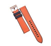 HUTBUVEAW Hybrid FPM/FKM Leather Watch Band Waterproof Diving Quick Release Fluoro Rubber Watch Strap 20mm 22mm Wristbands(Black-Orange 4,20mm)