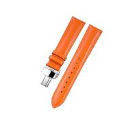 HUTBUVEAW Litchi Pattern Soft Leather Strap For C-artier Omega Casio Fossile orange green18 19 20mm 22mm Watchband Accessories Bracelet(Orange-silver,18mm)