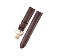 HUTBUVEAW Litchi Pattern Soft Leather Strap For C-artier Omega Casio Fossile orange green18 19 20mm 22mm Watchband Accessories Bracelet(Brown-rose,21mm)