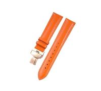 HUTBUVEAW Litchi Pattern Soft Leather Strap For C-artier Omega Casio Fossile orange green18 19 20mm 22mm Watchband Accessories Bracelet(Orange-rose,14mm)