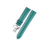 HUTBUVEAW Litchi Pattern Soft Leather Strap For C-artier Omega Casio Fossile orange green18 19 20mm 22mm Watchband Accessories Bracelet(Green-silver,13mm)