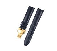 HUTBUVEAW Litchi Pattern Soft Leather Strap For C-artier Omega Casio Fossile orange green18 19 20mm 22mm Watchband Accessories Bracelet(Blue-gold,15mm)