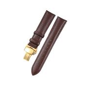 HUTBUVEAW Litchi Pattern Soft Leather Strap For C-artier Omega Casio Fossile orange green18 19 20mm 22mm Watchband Accessories Bracelet(Brown-gold,18mm)