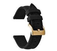 HUTBUVEAW Porous Breathable 18mm 20mm 22mm Silicone Watch Strap Quick Release Soft Adjustable Sport Watch Bands Waterproof Wristband(BlackBlack-Buckle 3,22mm)