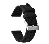 HUTBUVEAW Porous Breathable 18mm 20mm 22mm Silicone Watch Strap Quick Release Soft Adjustable Sport Watch Bands Waterproof Wristband(BlackBlack-Buckle 1,22mm)