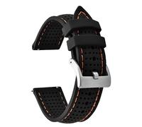HUTBUVEAW Porous Breathable 18mm 20mm 22mm Silicone Watch Strap Quick Release Soft Adjustable Sport Watch Bands Waterproof Wristband(BlackOrange-Buckle1,18mm)