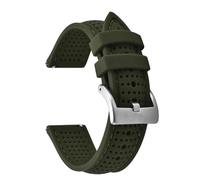 HUTBUVEAW Porous Design Soft Rubber Watch Strap Perfect Fit Flat End Universal Quick Release Black Blue Watch Strap 18mm20mm22mm(Green-Green line 1,18mm)
