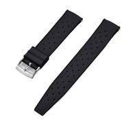 HUTBUVEAW Premium Grade Fluororubber Tropical Watch Strap 18mm 20mm 22mm 24mm For S-eiko SRP777J1 FKM Watch Bands For Men's Diving Watches(Black Silver,20mm)