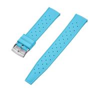HUTBUVEAW Premium Grade Fluororubber Tropical Watch Strap 18mm 20mm 22mm 24mm For S-eiko SRP777J1 FKM Watch Bands For Men's Diving Watches(Sky Blue Silver,24mm)