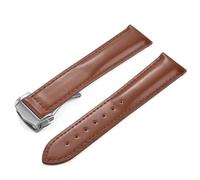 HUTBUVEAW Quick Release Smooth Surface Watch Strap 19mm 20mm 21mm 22mm For Omega X For Swatch MoonSwatch For Seiko Men Women Folding Buckle(Brown,22MM_SILVER BUCKLE)