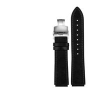 HUTBUVEAW Retro Genuine Leather Watchband For Casio A158W A168 / F91w / AE-1200WHD/A158/A159/A169/AE1200 Vintage Watch Bracelet Strap(Black Silver)