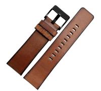HUTBUVEAW Retro Leather Watchband For Diesel DZ4343 DZ4323 DZ7406 Watch Strap Vintage Italian Leather 22mm 24mm 26mm 28mm Men Bracelet(Brown black clasp,28mm)