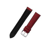 HUTBUVEAW Rubber Sailcloth Strap 18mm 19mm 20mm 21mm 22mm Canvas Nylon Quick Release WatchBand For H-IRSCH(Black Red,21mmx18mm)