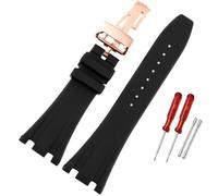 HUTBUVEAW Rubber Watchband For AP 15400 26470 15703 Watch Strap Black Soft Silicone Diving Bracelet Wrist Band 26mm 27 28mm(Black rose gold,28mm)