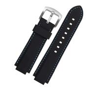 HUTBUVEAW Silicon Watchband For Casio EDIFICE Series 5634 EFS-S570YD/YDC/YDB Modified Convex Watch Strap Black Rubber Bands(Black blue silver)