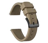 HUTBUVEAW Silicone Watch Band For Men And Women, Quick Release Sport Watch Strap, With Stainless Steel Bucke, Size 20mm 22mm 24mm(Sand Yellow (Black),22mm)
