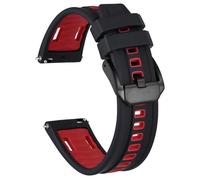 HUTBUVEAW Silicone Watch Band, Quick Release Replacement Sport Watch Strap For Men, Stainless Steel Buckle, Width 20mm 22mm 24mm(Red(Black),22mm)
