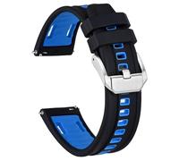 HUTBUVEAW Silicone Watch Band, Quick Release Replacement Sport Watch Strap For Men, Stainless Steel Buckle, Width 20mm 22mm 24mm(Blue (Silver),24mm)