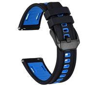 HUTBUVEAW Silicone Watch Band, Quick Release Replacement Sport Watch Strap For Men, Stainless Steel Buckle, Width 20mm 22mm 24mm(Blue (Black),20mm)