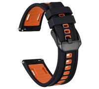 HUTBUVEAW Silicone Watch Band, Quick Release Replacement Sport Watch Strap For Men, Stainless Steel Buckle, Width 20mm 22mm 24mm(Orange (Black),24mm)