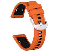 HUTBUVEAW Silicone Watch Band, Quick Release Replacement Sport Watch Strap For Men, Stainless Steel Buckle, Width 20mm 22mm 24mm(OrangeB(Silver),22mm)