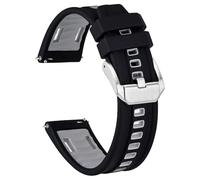 HUTBUVEAW Silicone Watch Band, Quick Release Replacement Sport Watch Strap For Men, Stainless Steel Buckle, Width 20mm 22mm 24mm(Gray(Silver),20mm)