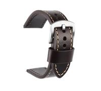 HUTBUVEAW Top Grain Leather Hand-Stitching Solid Color Watchband 18mm 20mm 22mm 24mm Watch Strap For Men(Coffee,18mm)