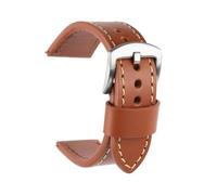 HUTBUVEAW Top Grain Leather Hand-Stitching Solid Color Watchband 18mm 20mm 22mm 24mm Watch Strap For Men(Brown,18mm)