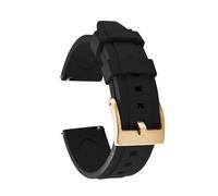 HUTBUVEAW Unisex Classic Quick Release Fluororubber Watch Bands 18-19-20-21-22-23-24mm Rubber Watch Strap Sport Diving Wristband For Seiko(Black-Gold Buckle,18mm)