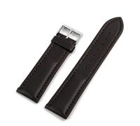 HUTBUVEAW Vintage Genuine Leather Hand-Stitching Solid Color Watchband 20mm 22mm Black Coffee Watch Strap Replacement Strap For Watch(Coffee)