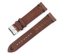 HUTBUVEAW Vintage Genuine Leather Watch Strap 18mm 20mm 22mm 24mm Coffee Brown Breathable Hole Watchband Quick Release Wristband For Men(Brown-Black,18mm)