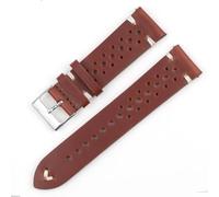 HUTBUVEAW Vintage Genuine Leather Watch Strap 18mm 20mm 22mm 24mm Coffee Brown Breathable Hole Watchband Quick Release Wristband For Men(Red Brwon-White,24mm)